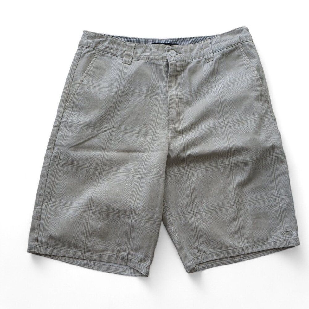 O'Neill 10" Tartan‎ Plaid Flat Front Beige / White Shorts Men's 33